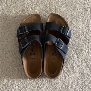 Black strap Birkenstock sandals